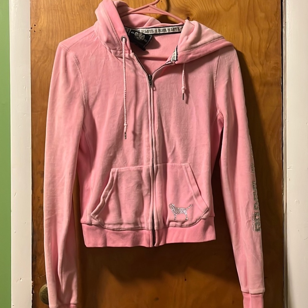 S Pink Velour Sweater